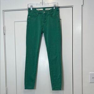 Pilcro and the Letterpress Emerald green mid-rise Skinny Jeans size 26.